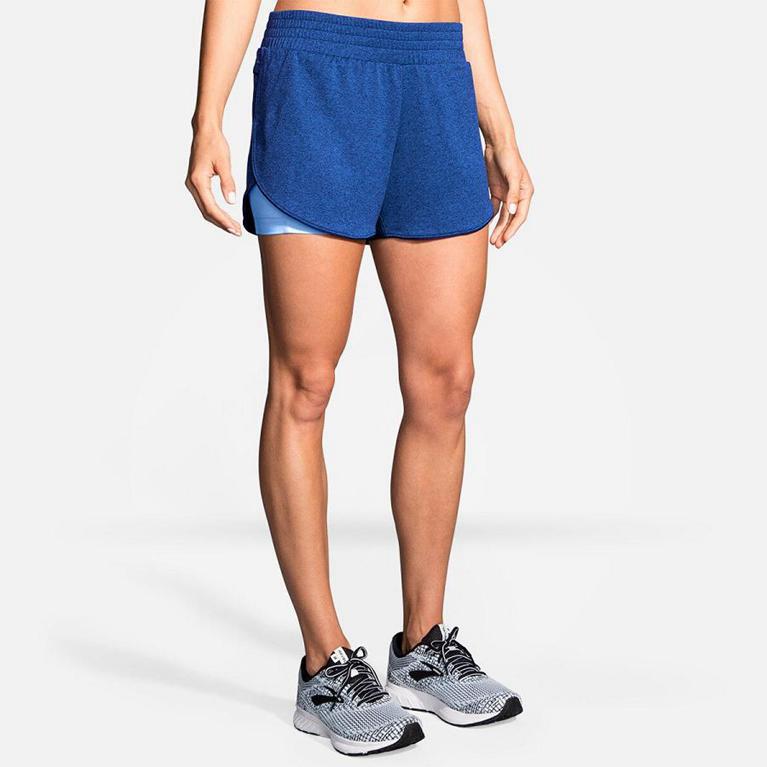 Brooks REP 3 2-IN-1 Running Shorts Womens Sale - Blue (HCV395170)